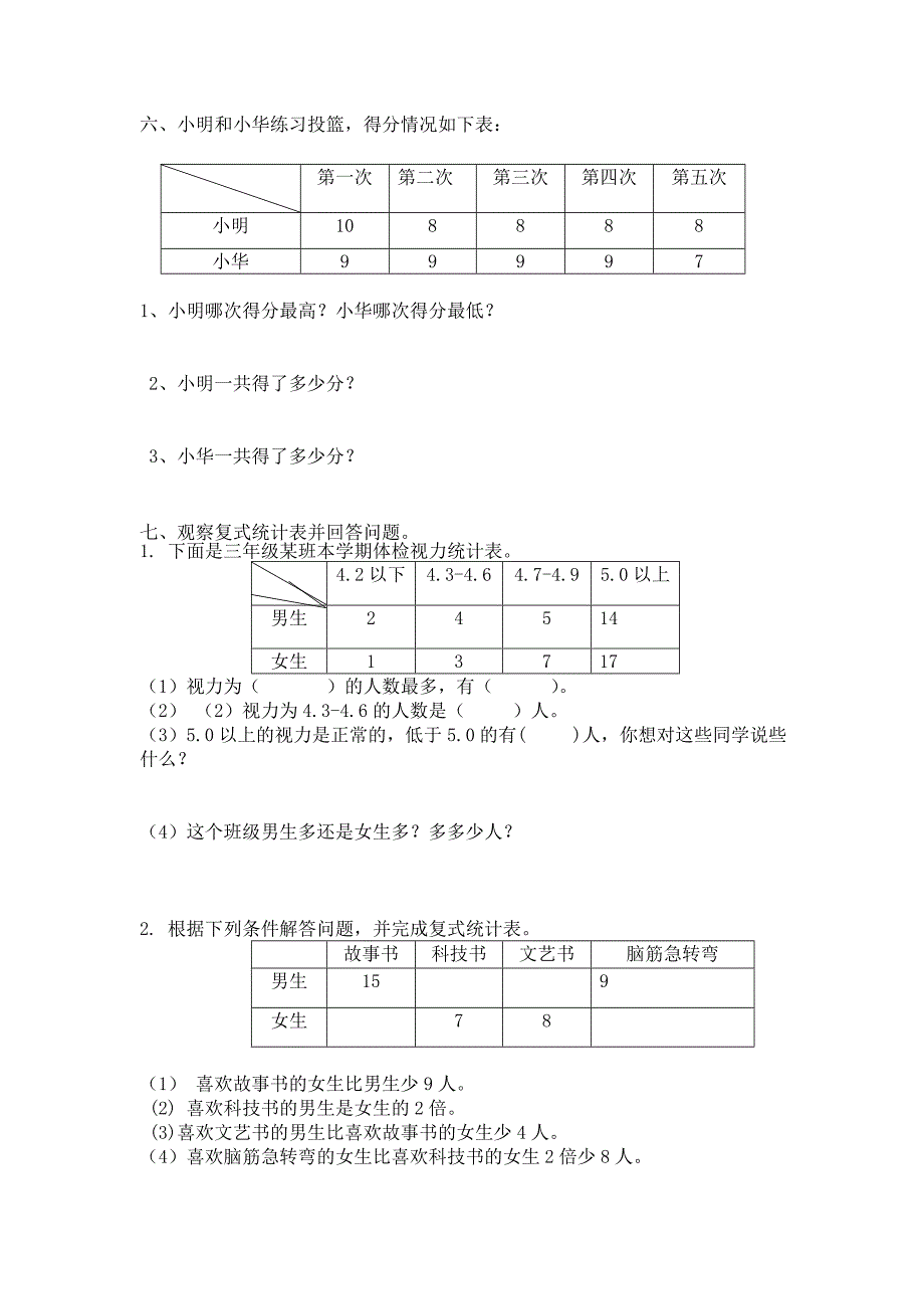 3--4复式统计表、条形统计图、复式条形统计图 练习题.doc_第3页