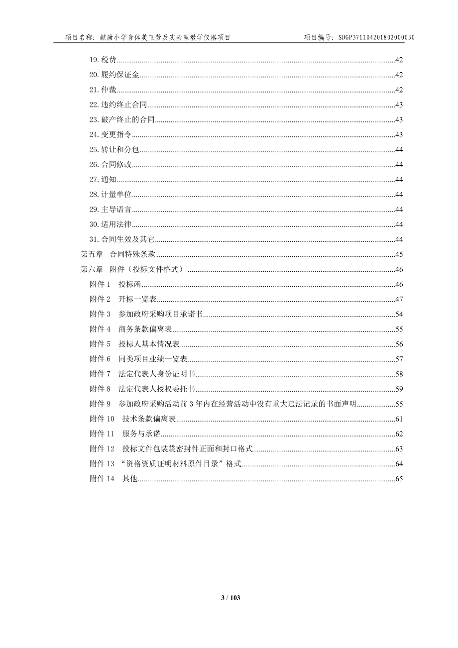 小学音体美卫劳及实验室教学仪器项目招标文件_第3页