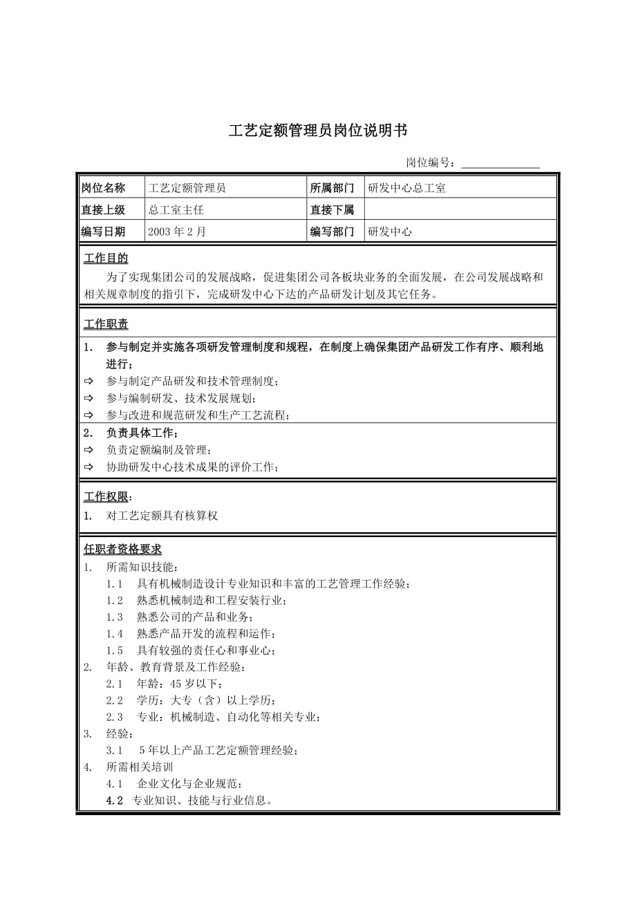 《精编》某设计中心岗位说明书汇总大全10_第1页