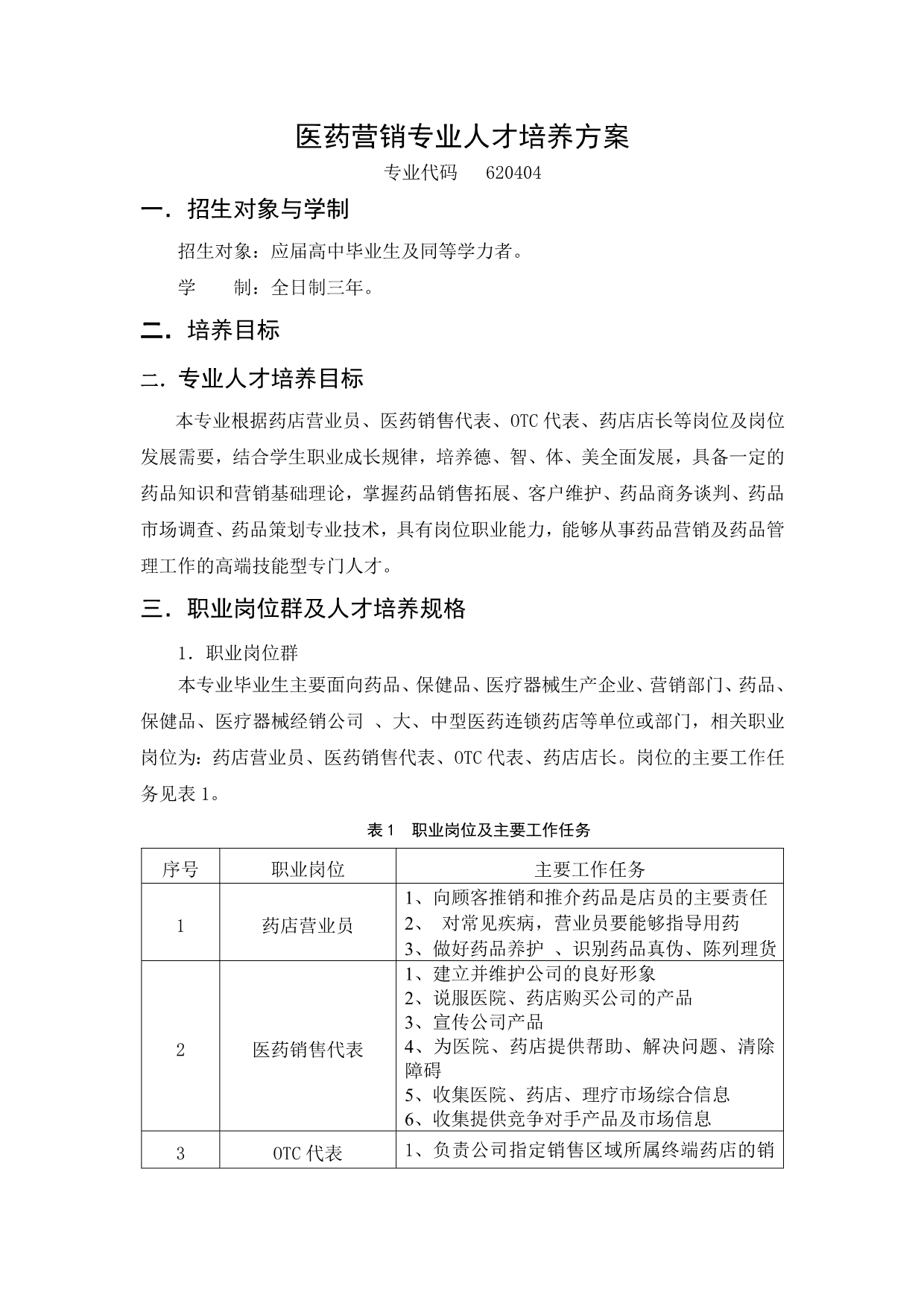 (3月20日)医药营销专业人才培养方案.doc_第1页