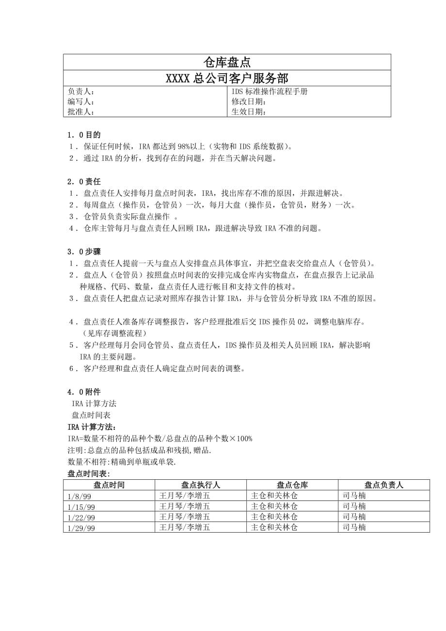 《精编》库房管理规定与表格汇总7_第1页