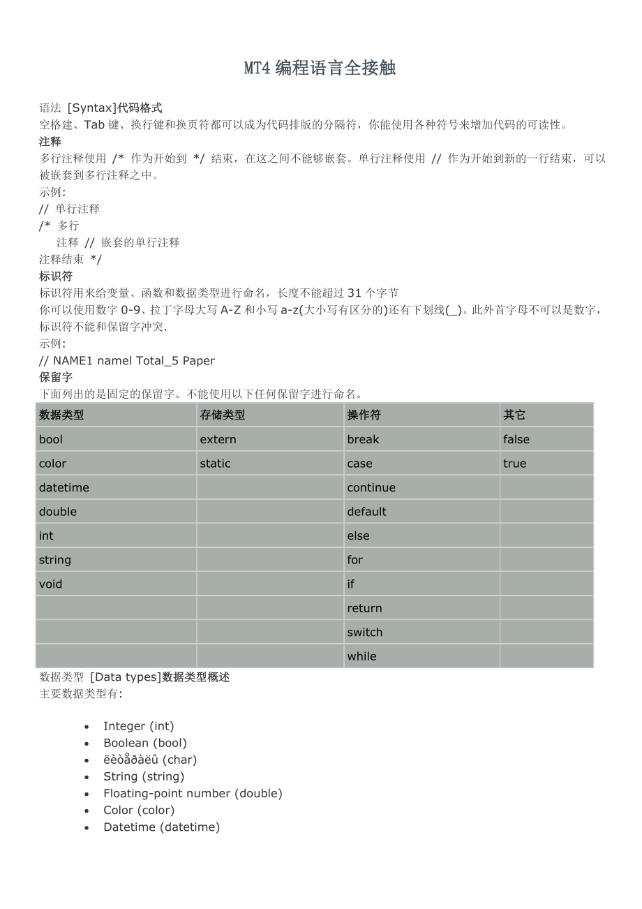 MT4编程语言MQL4入门(全接触).doc_第1页