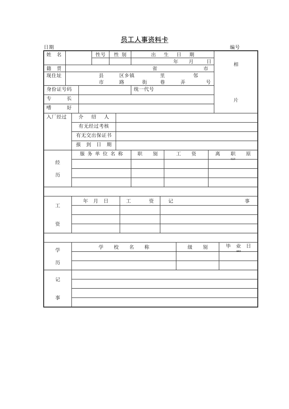 《精编》员工各类管理表格大全2_第1页