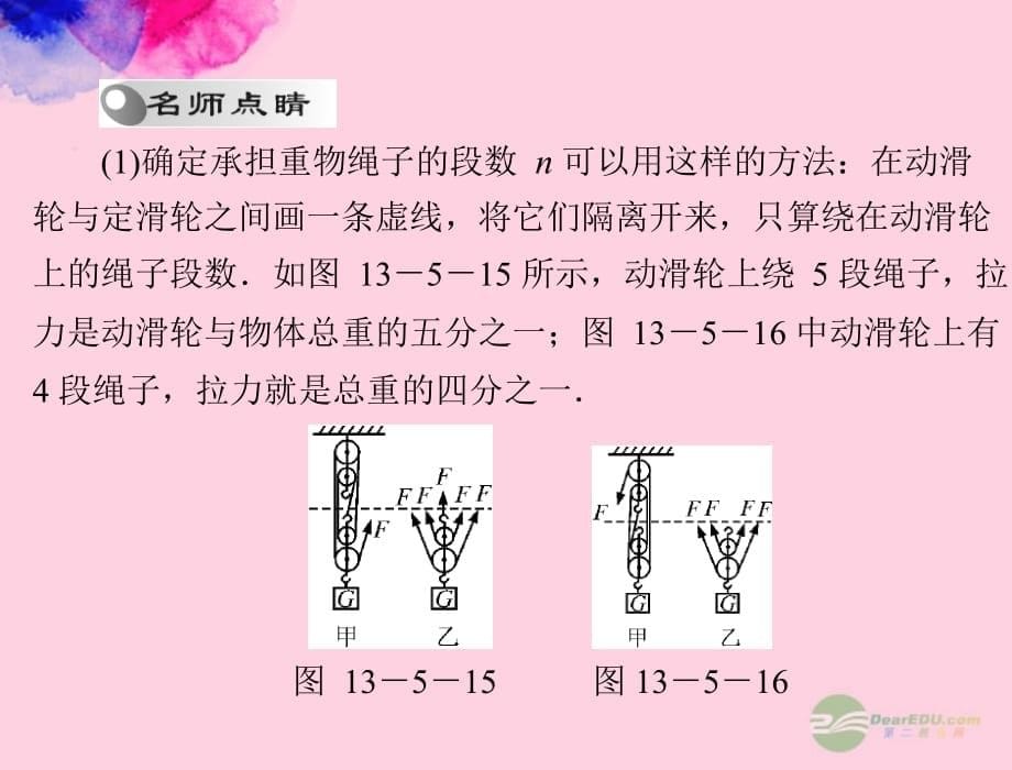 人教新课标版九年级物理上册 第十三章 力和机械 五《其他简单机械》第2课时 滑轮组课件_第5页