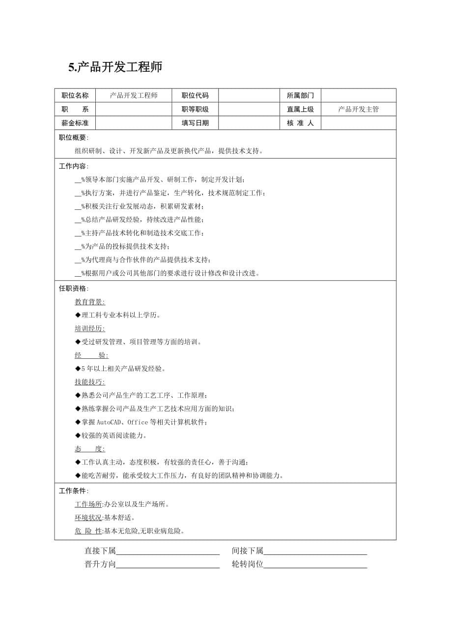 《精编》各大岗位职责说明书1_第5页