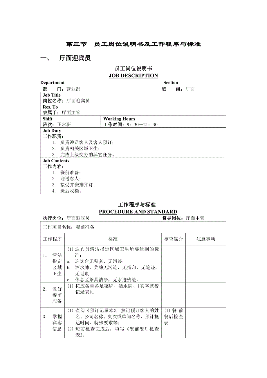 《精编》员工岗位说明书及工作程序与标准概论_第1页