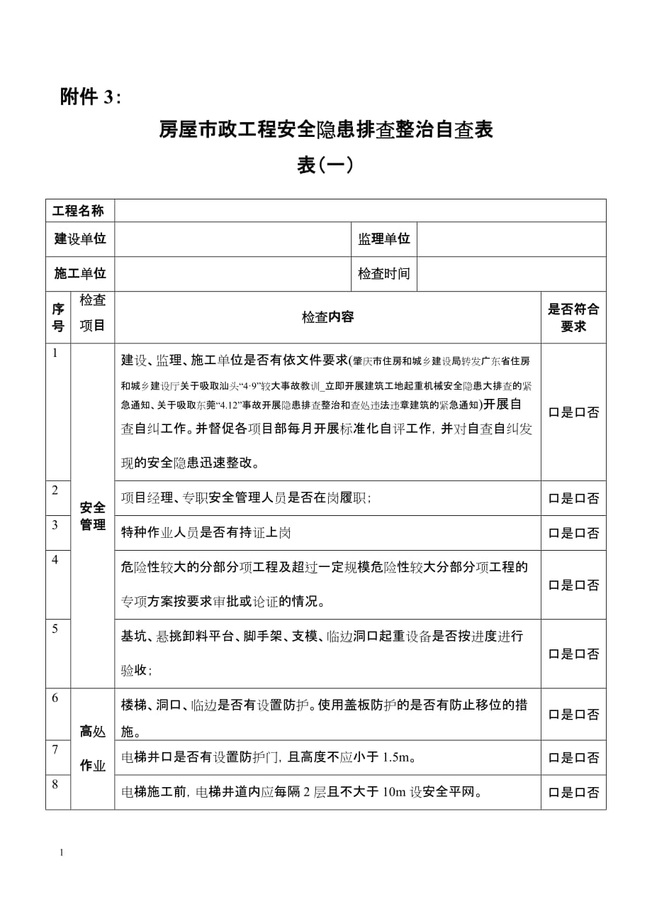 建设工程落实施工方案专项行动检查表_第1页