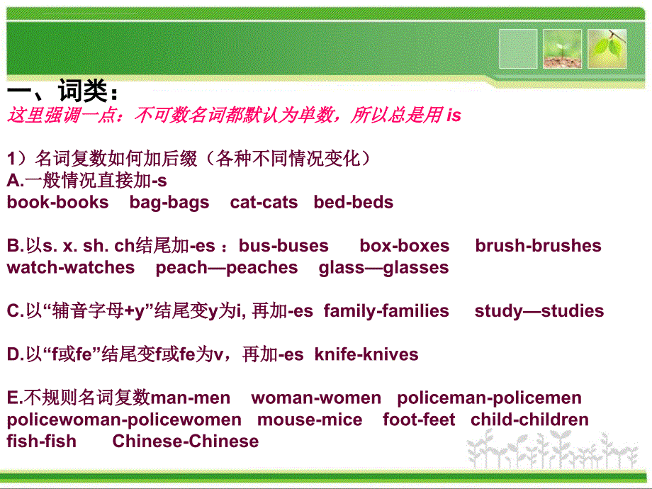 人教PEP版英语六年级下册《小升初语法总复习 1》课件_第2页