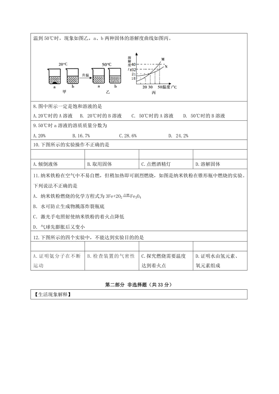 2019密云初三化学一模试题与答案_第2页