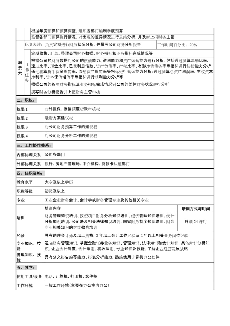 《精编》企业财务部岗位说明书34_第2页