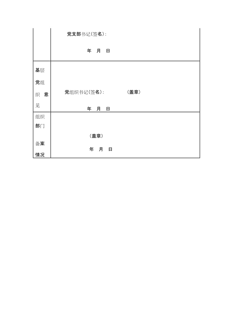 xx学院党员出国（境）保留组织关系审批表_第2页