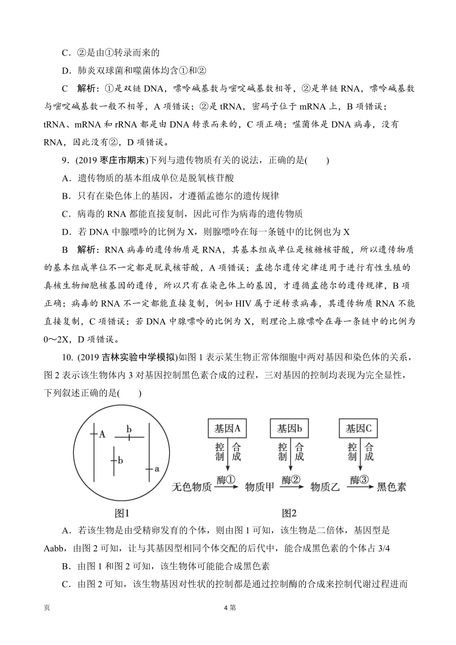 2020届高三生物第一轮复习测试：单元评估检测（六）遗传的分子基础单元检测（人教版）_第4页