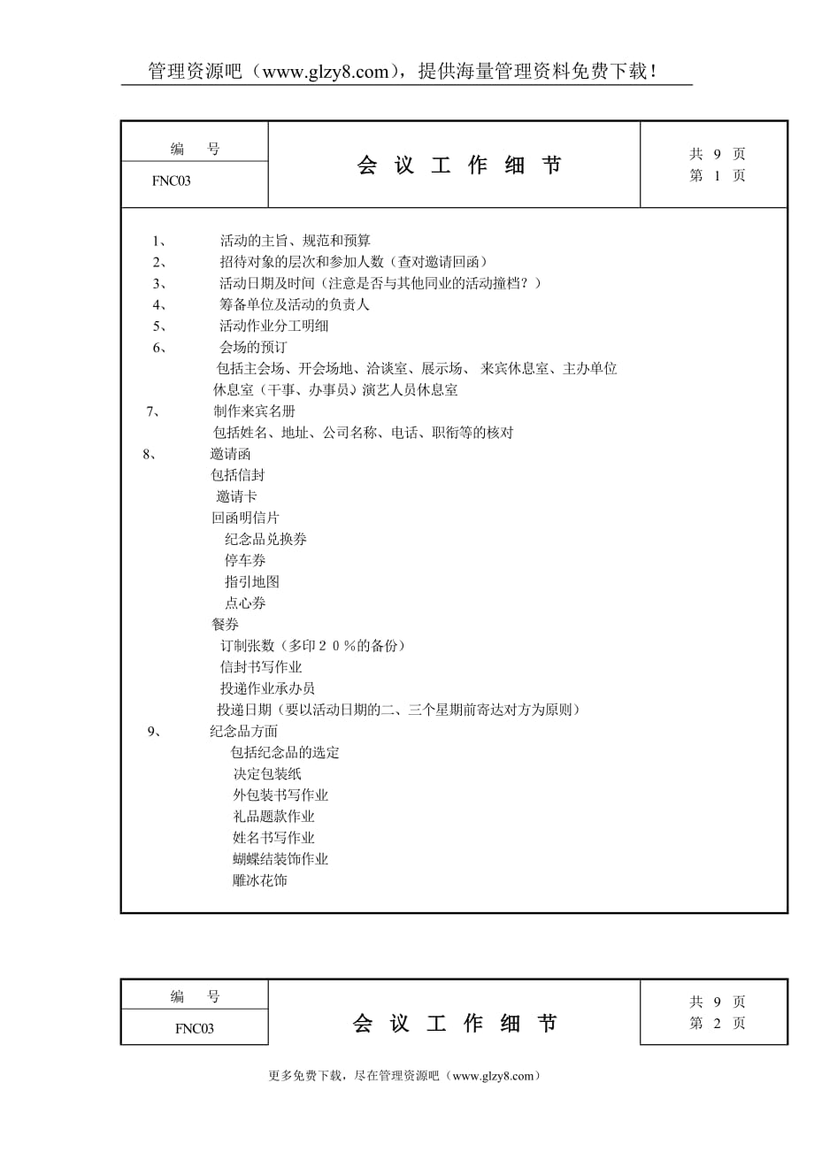 2020年（会议管理）XX公司会议工作细节规定（DOC9页）_第1页