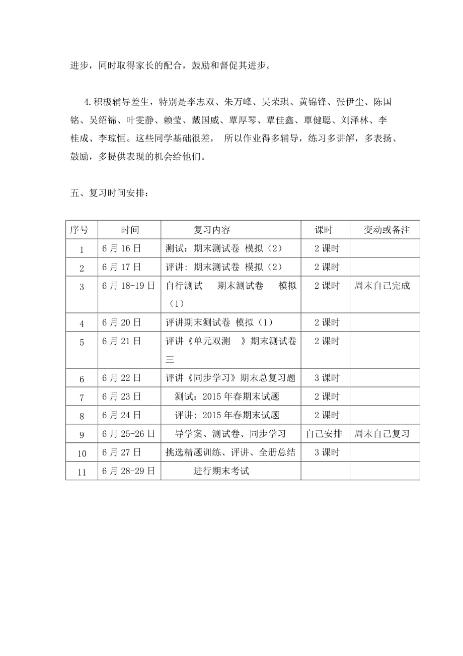 2016年春季期三年级数学下册期末复习计划_第3页