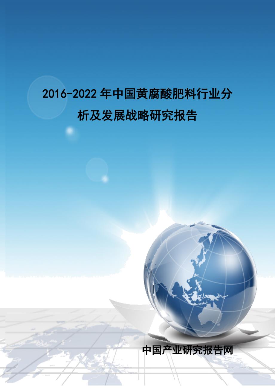 2020年(发展战略）腐酸肥料行业分析及发展战略研究报告__第1页