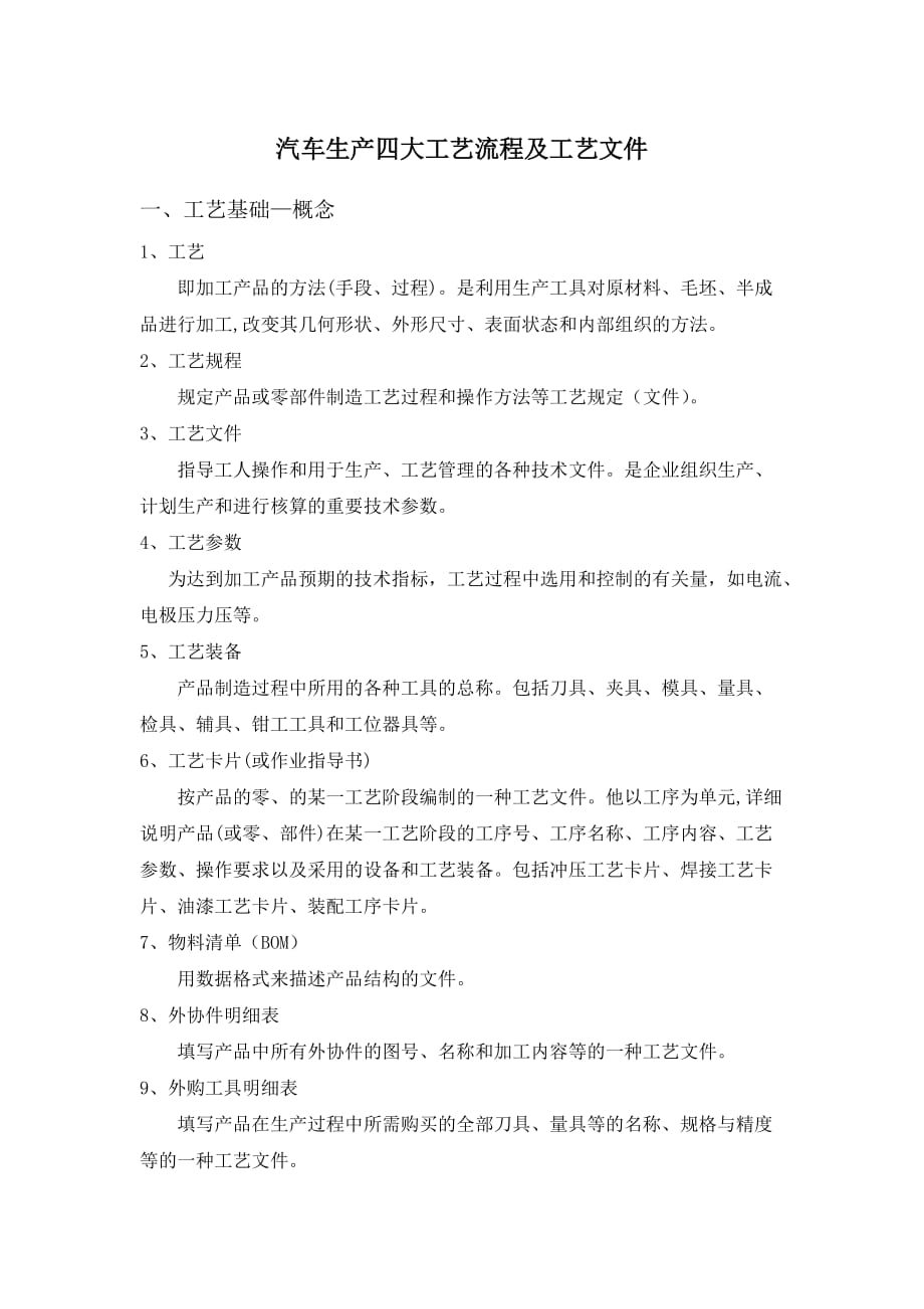 汽车生产四大工艺流程及工艺文件.doc_第1页