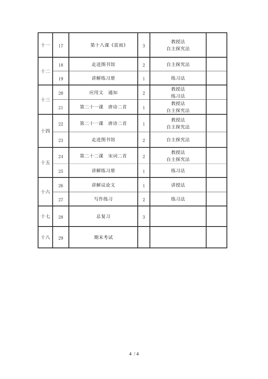 语文(基础模块)下册授课计划_第4页