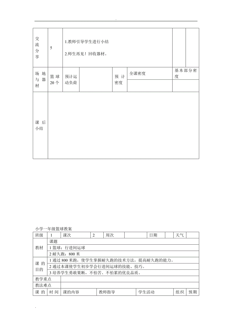 小学小学一年级篮球教案_第2页