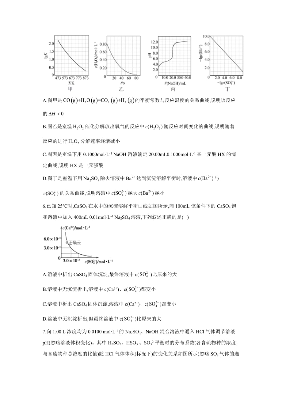 2020年高考化学考前20天冲刺练习：专题8 水溶液中的离子平衡word版_第3页