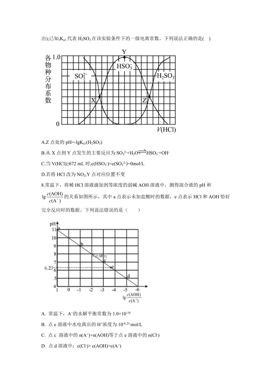 2020年高考化学考前20天冲刺练习：专题8 水溶液中的离子平衡word版_第4页