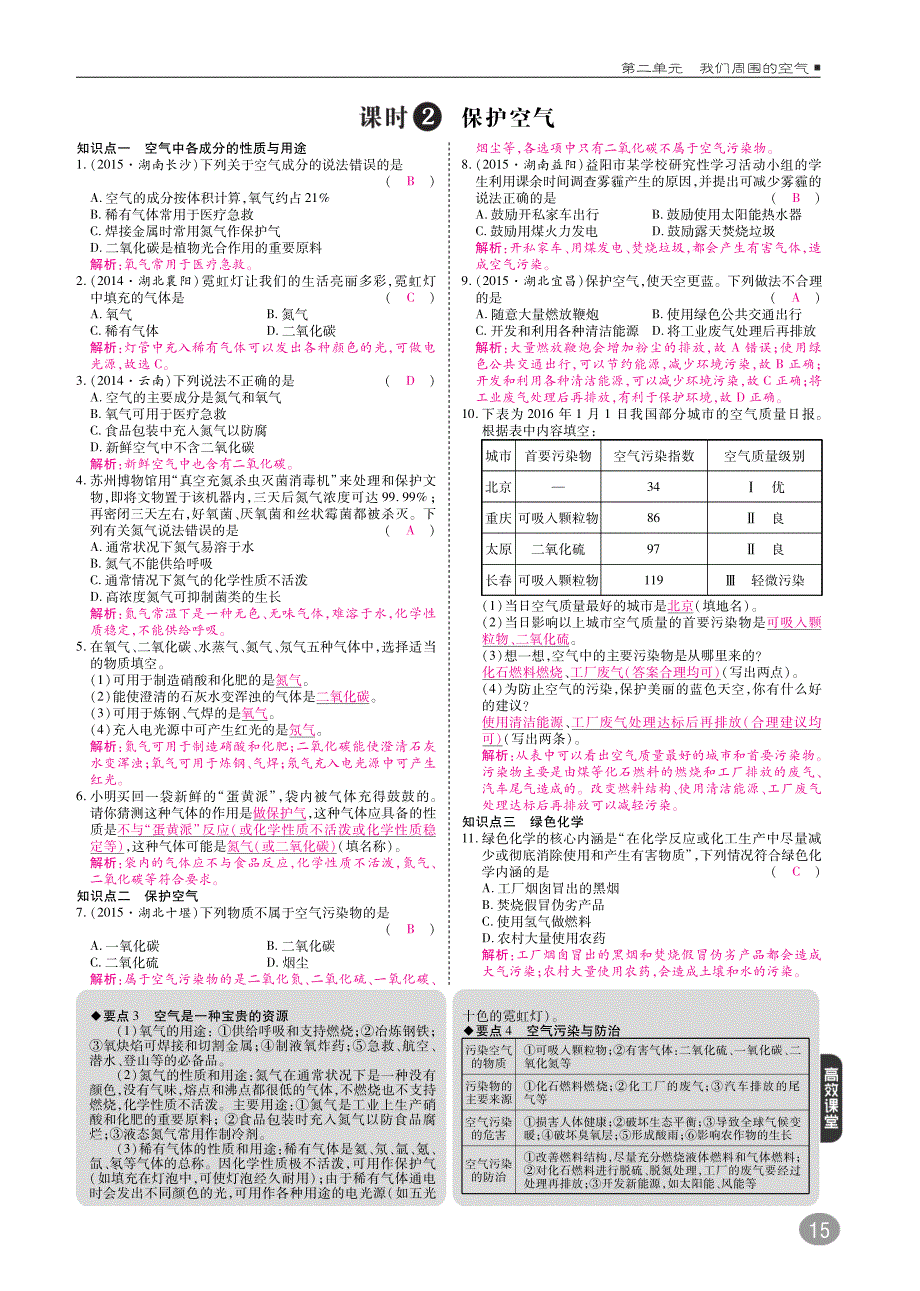 九年级化学上册第二单元我们周围的空气综合讲练（pdf）（新版）新人教版_第2页