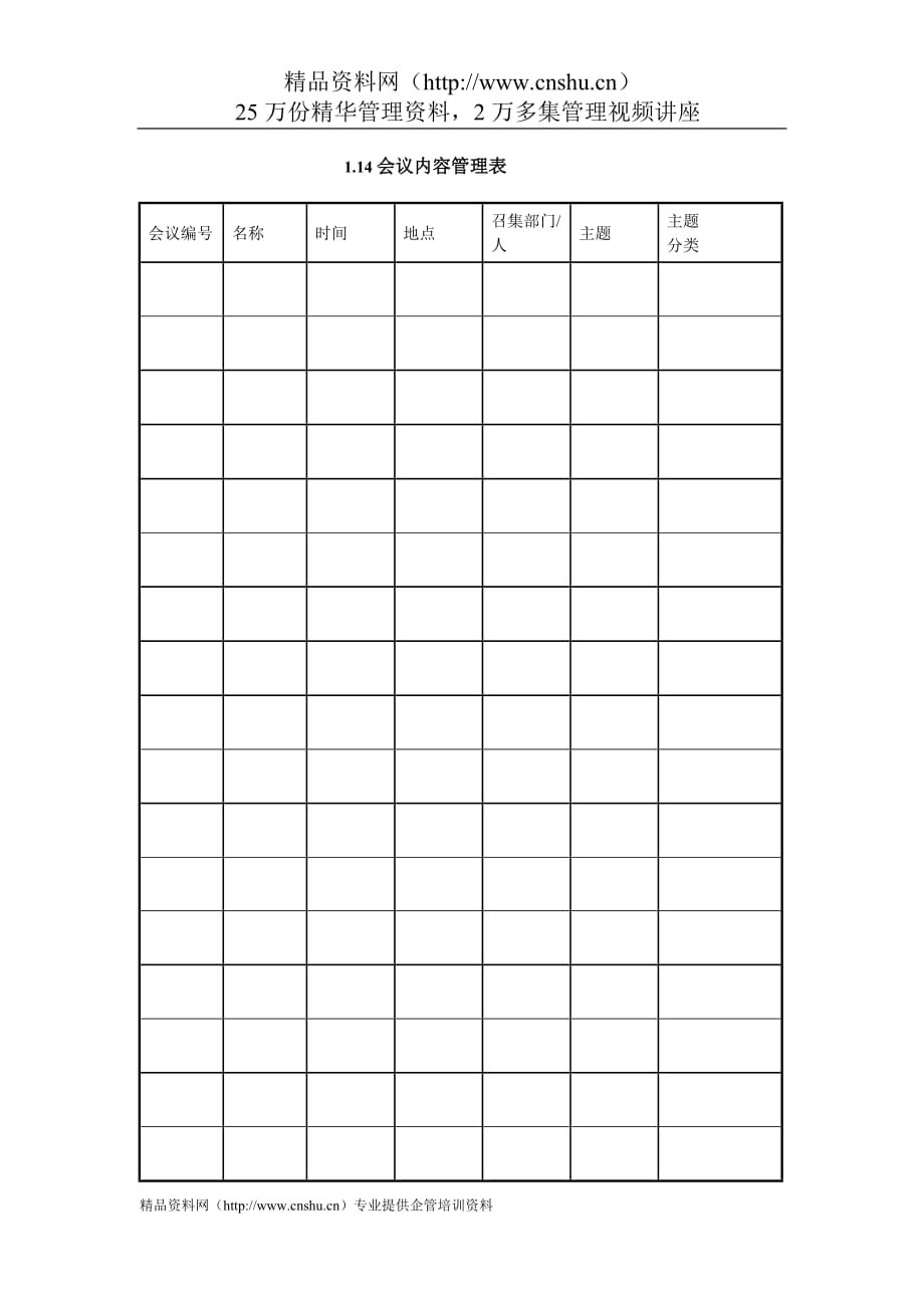 2020年（会议管理）IT项目管理-1.14会议内容管理表_第1页