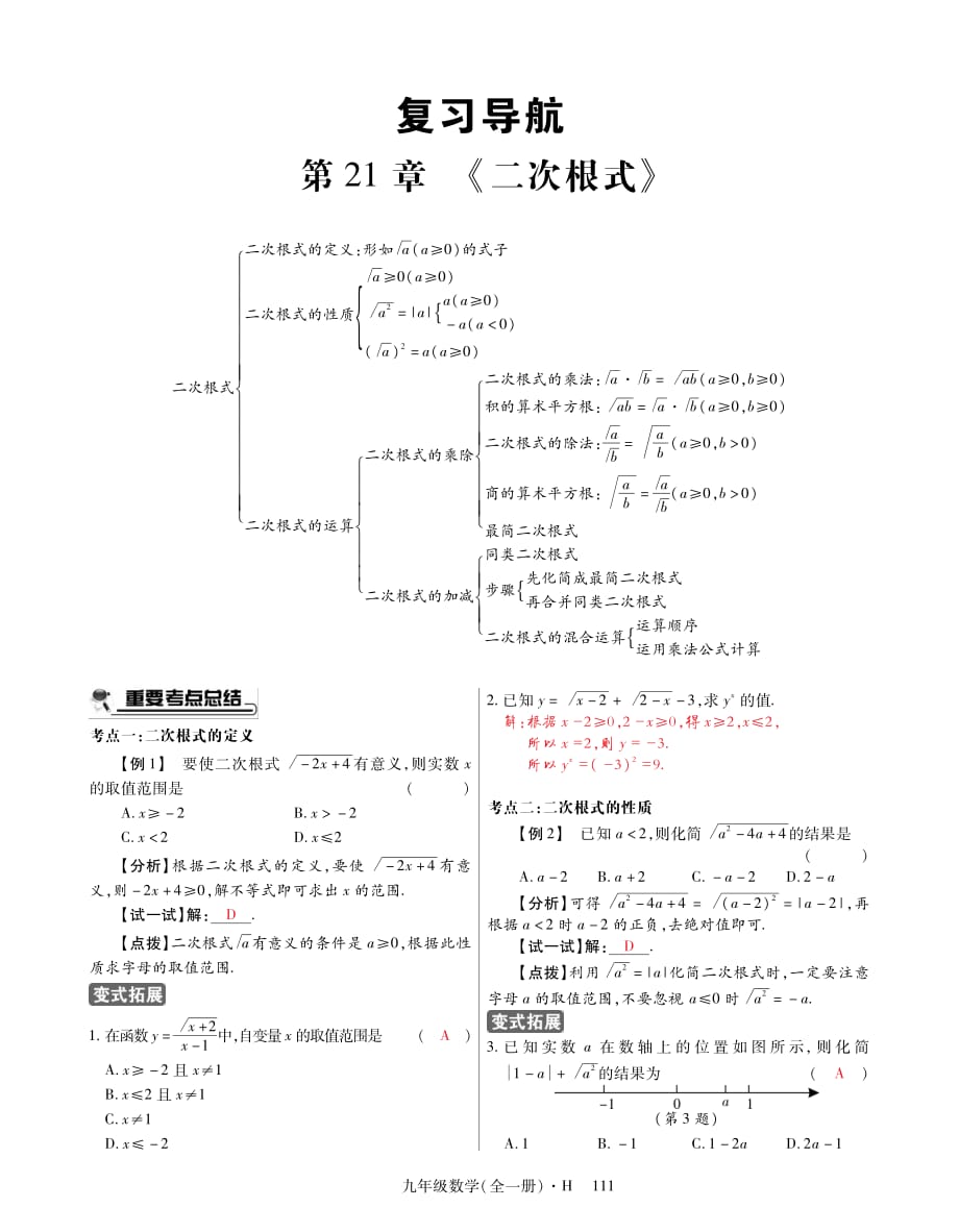 九年级数学上册第二十一章二次根式复习导航（pdf）（新版）华东师大版_第1页