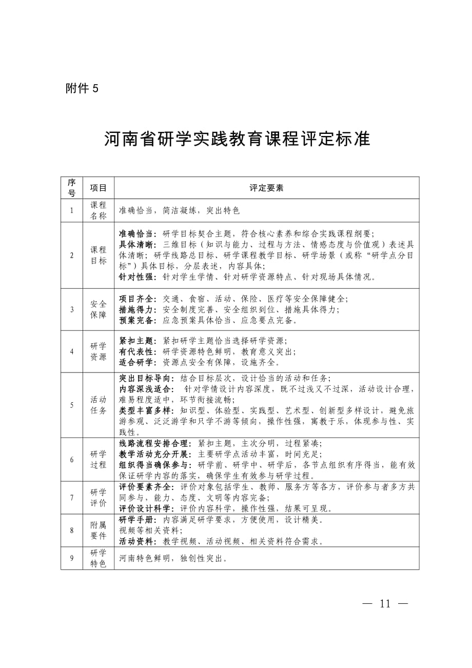 河南省研学实践教育课程评定标准_第1页