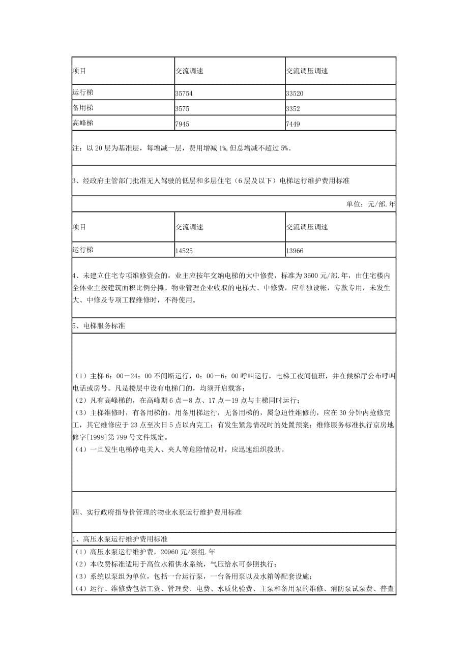 北京市物业服务收费政府指导价收费标准.doc_第5页