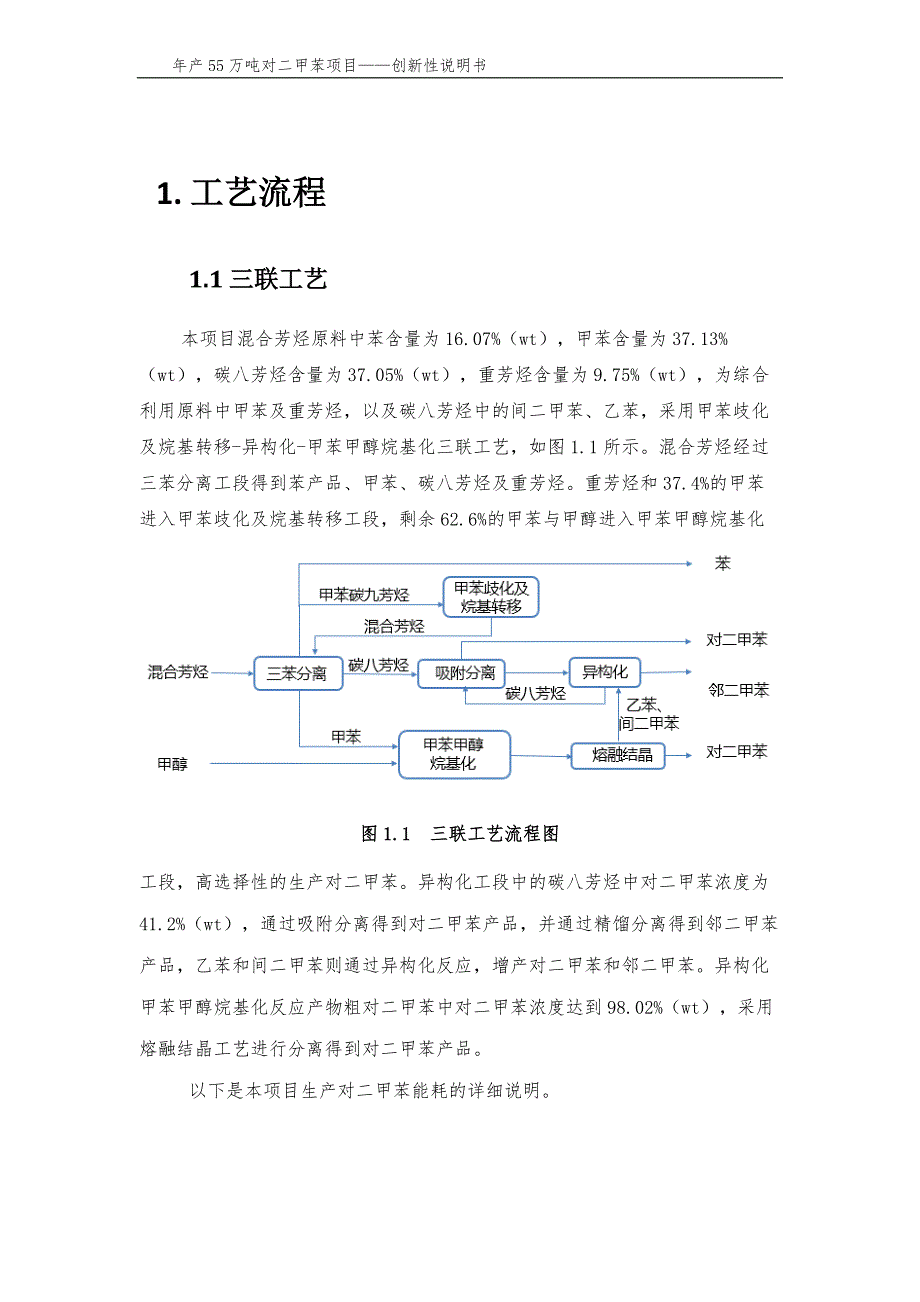 石化年产55万吨对二甲苯项目-创新性说明书_第2页