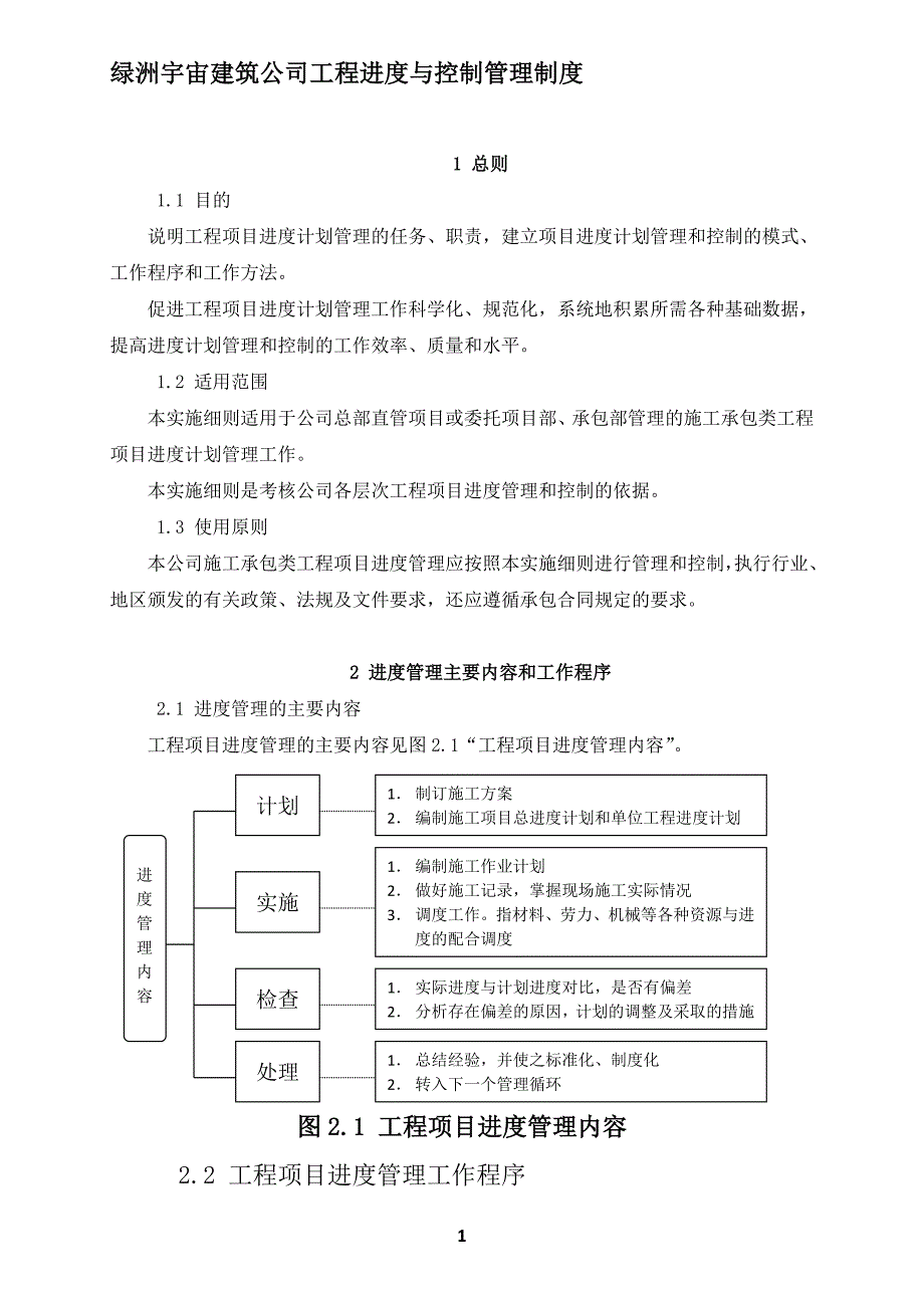 2020年绿洲宇宙建筑公司工程进度与管理制度(实践版本)__第1页