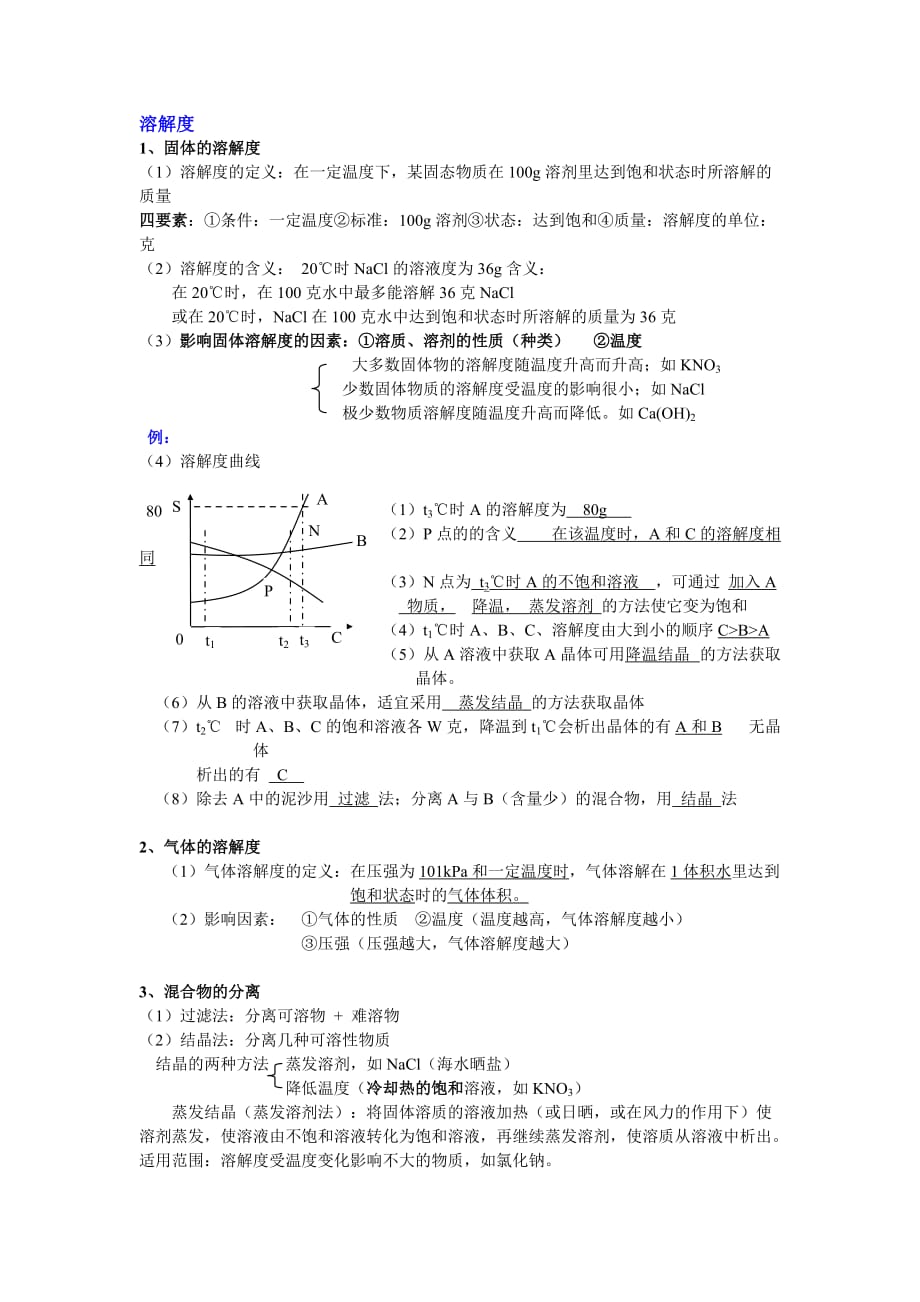 初中化学溶解度知识点.doc_第1页