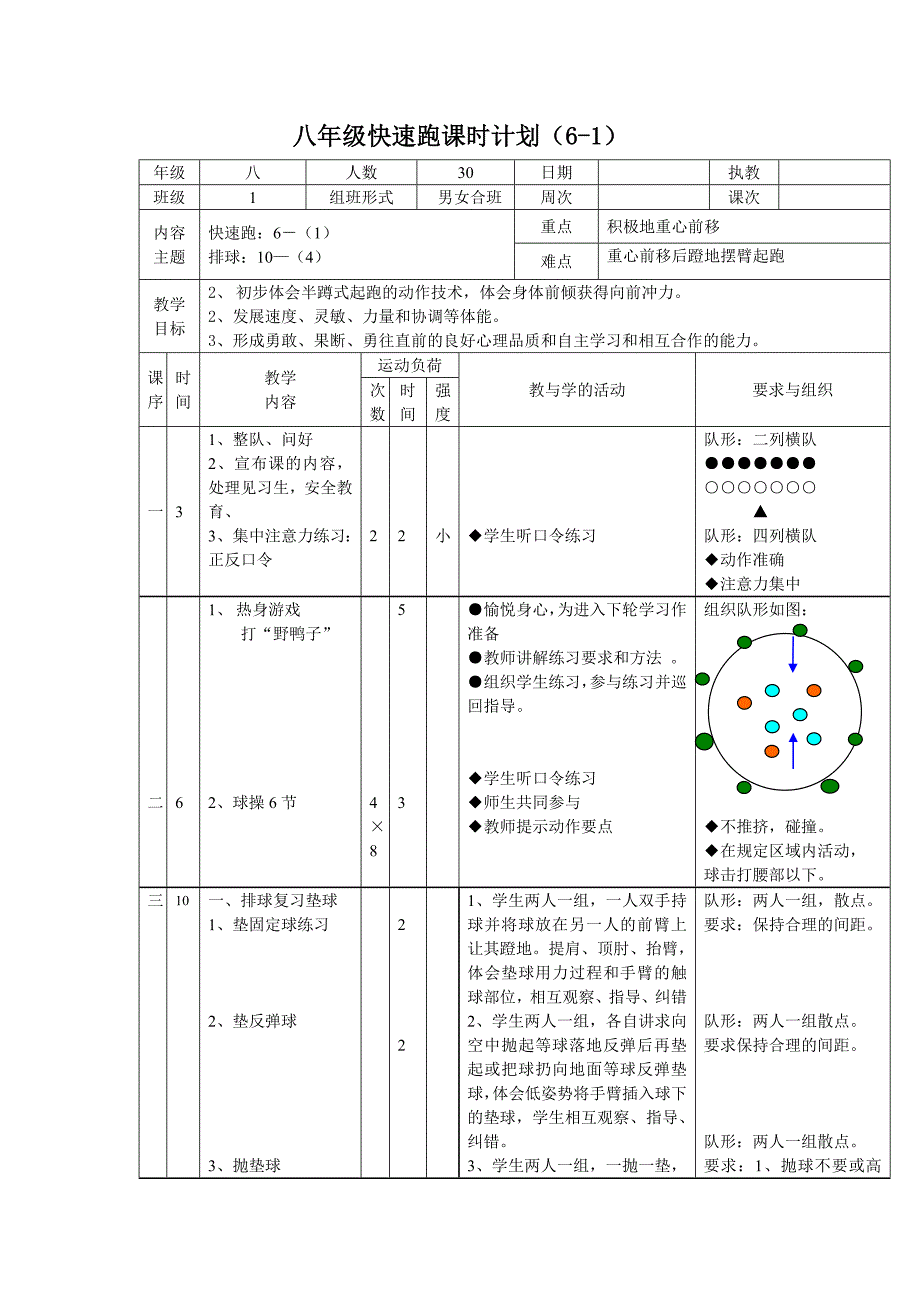 八年级快速跑单元教学计划及教案.doc_第3页