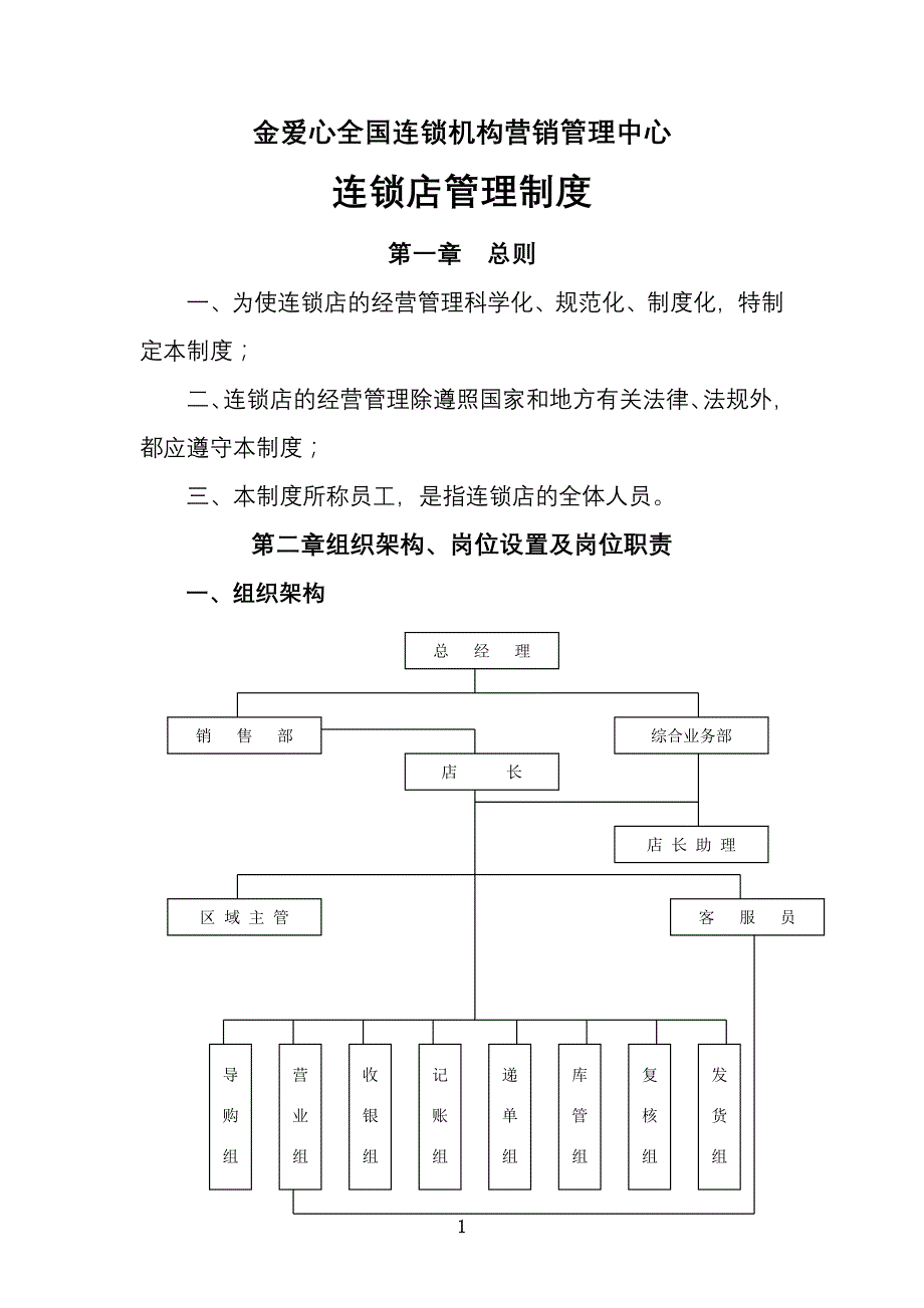 2020年金爱心连锁店管理制度__第1页