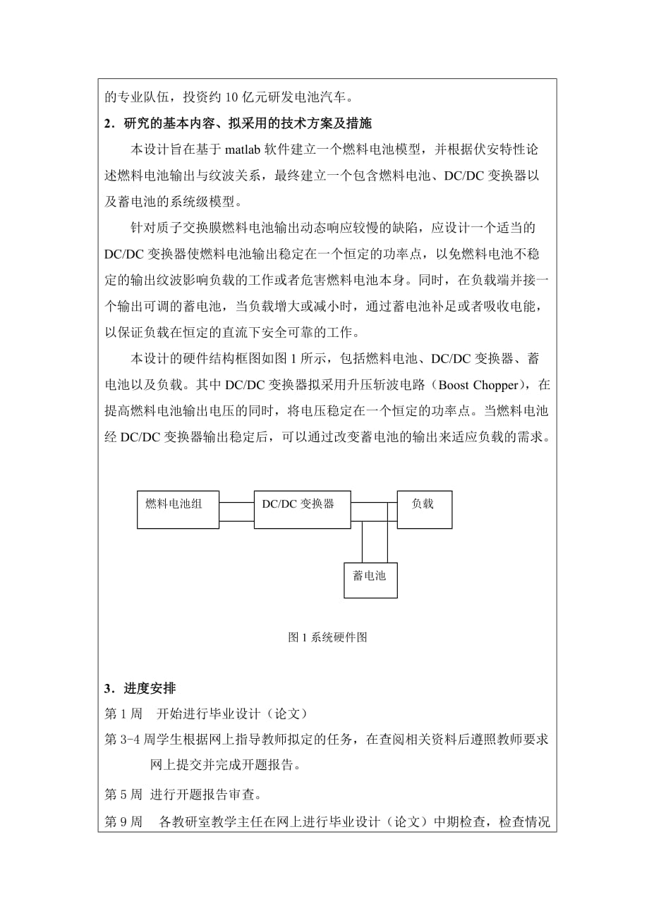 千瓦级燃料电池发电系统建模与设计开题报告_第4页