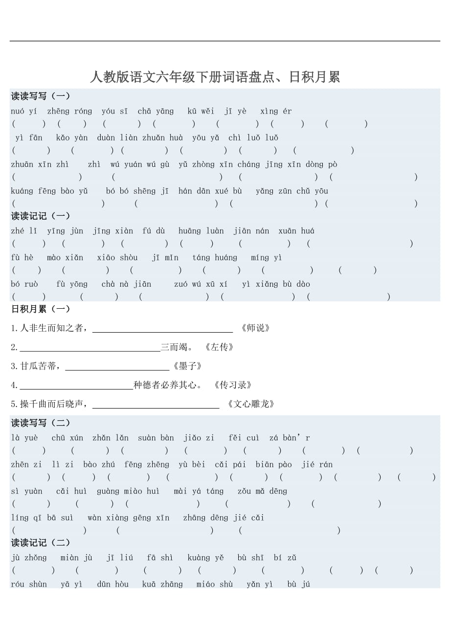 部编版语文六年级下册词语盘点_第1页