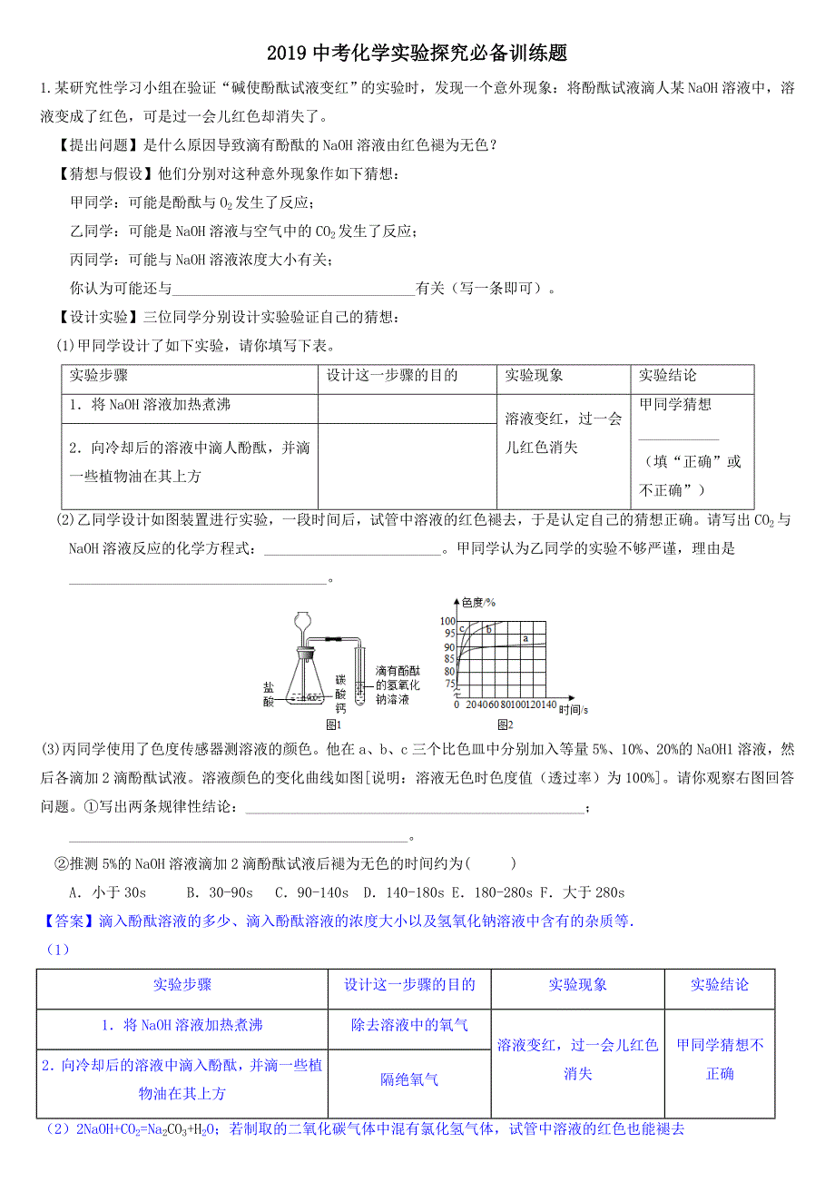 2019中考化学实验探究必备训练题(附答案).doc_第1页