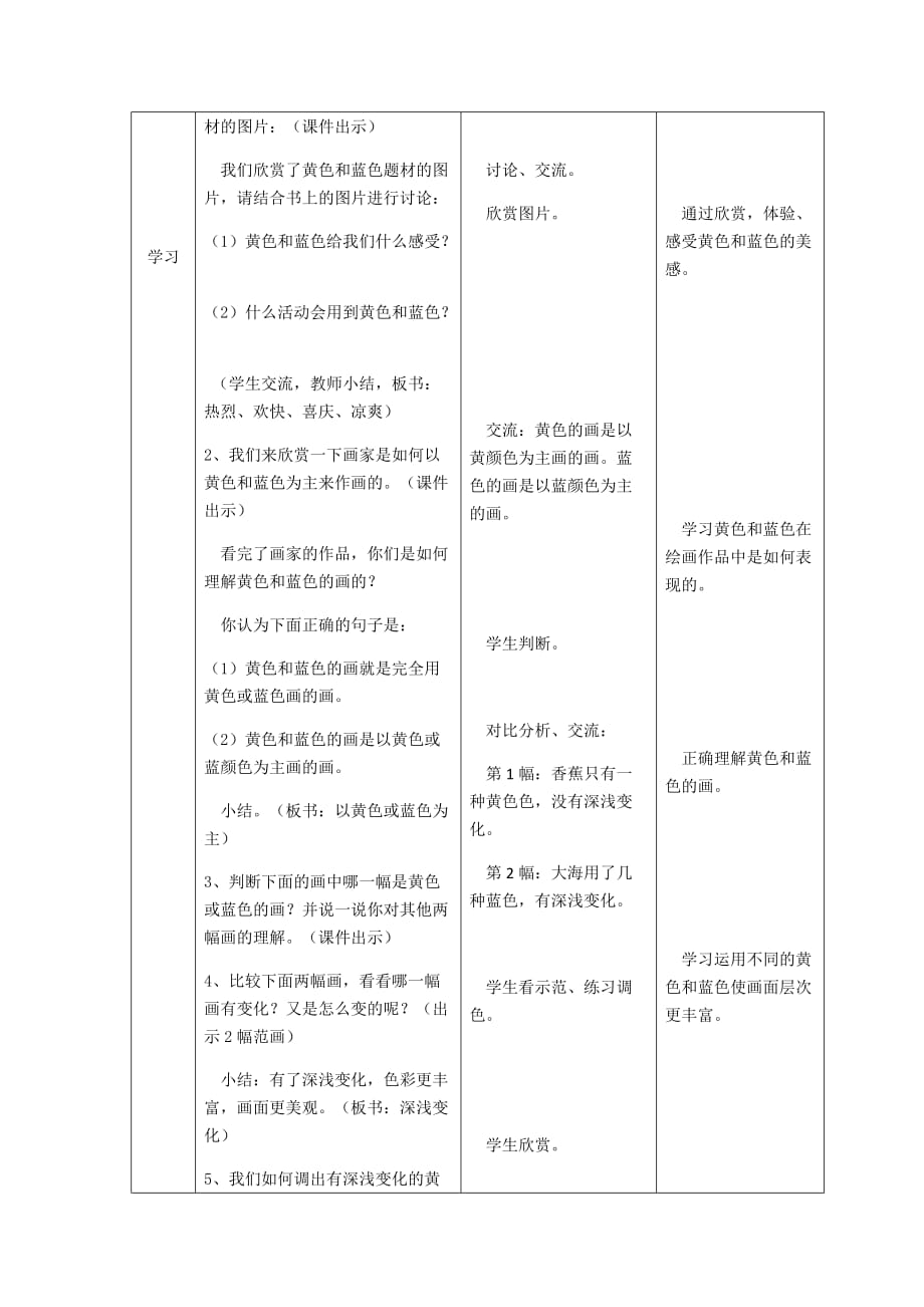 三年级上册美术教案-第7课黄色和蓝色的画▏人美版 (7)_第3页