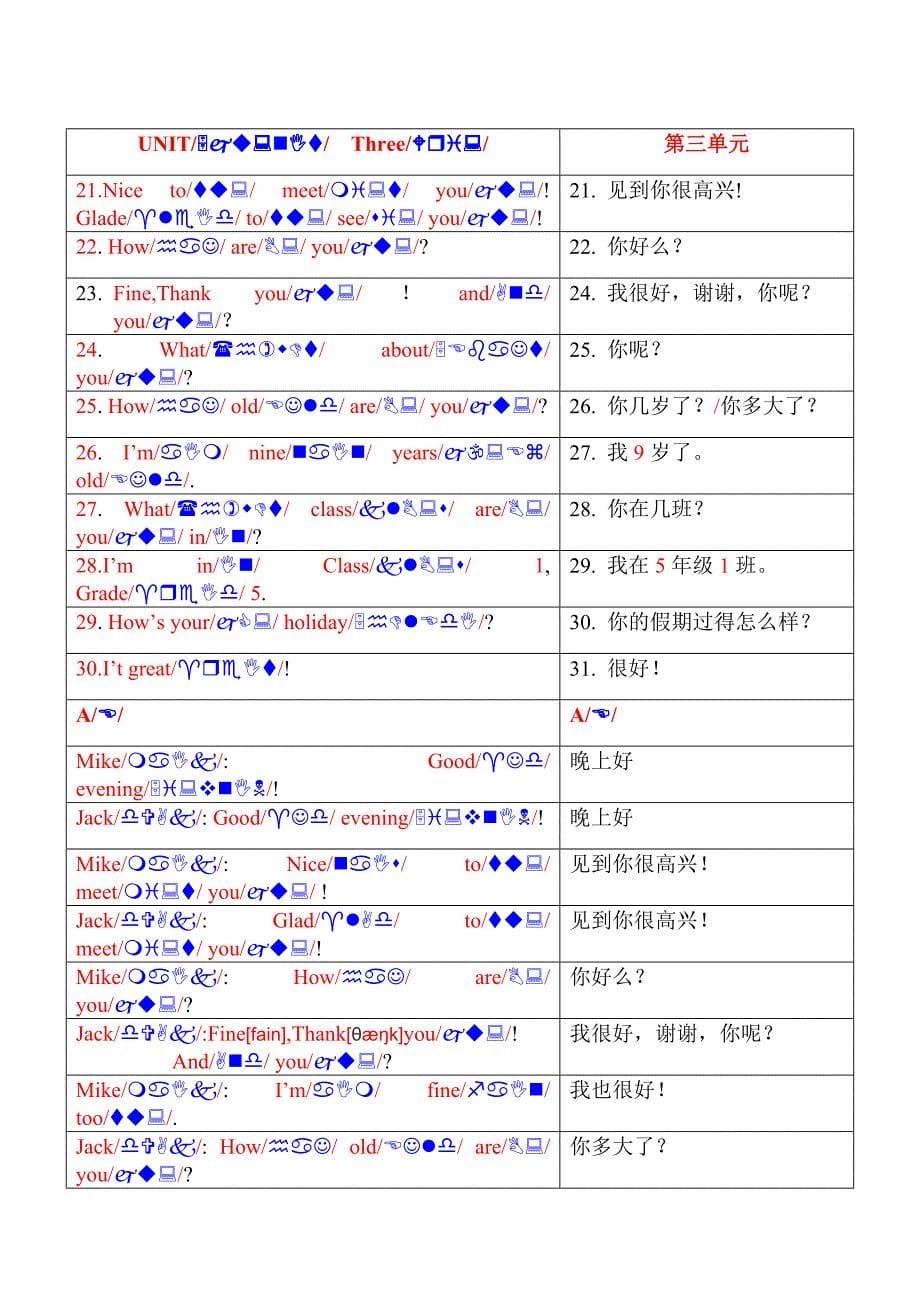 北盟教育暑期小学英语对话版专用教材 带音标 需要安装word音标助手才能正常显示音标_第5页