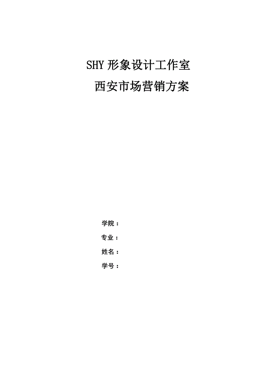 SHY形象设计工作室市场营销_第1页