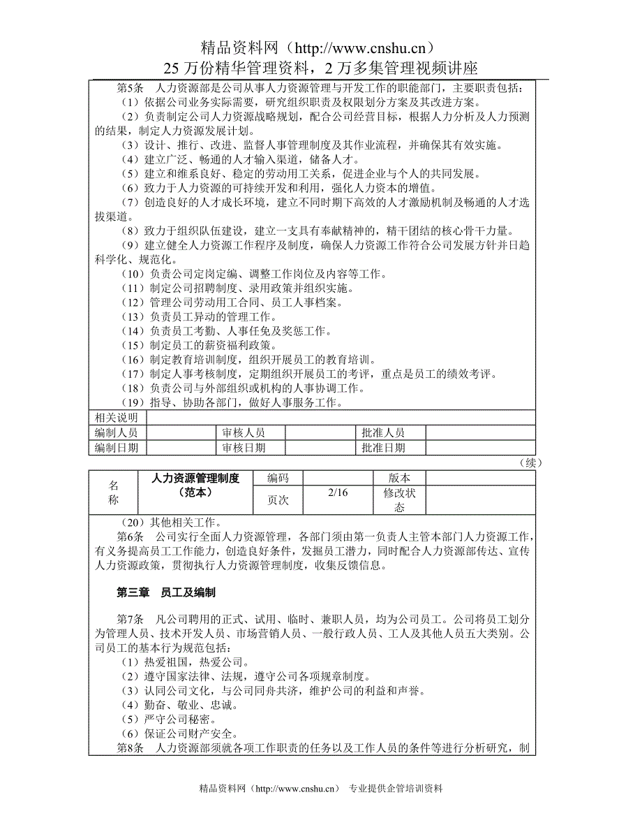 2020年人力资源管理制度范本--qq777__第2页