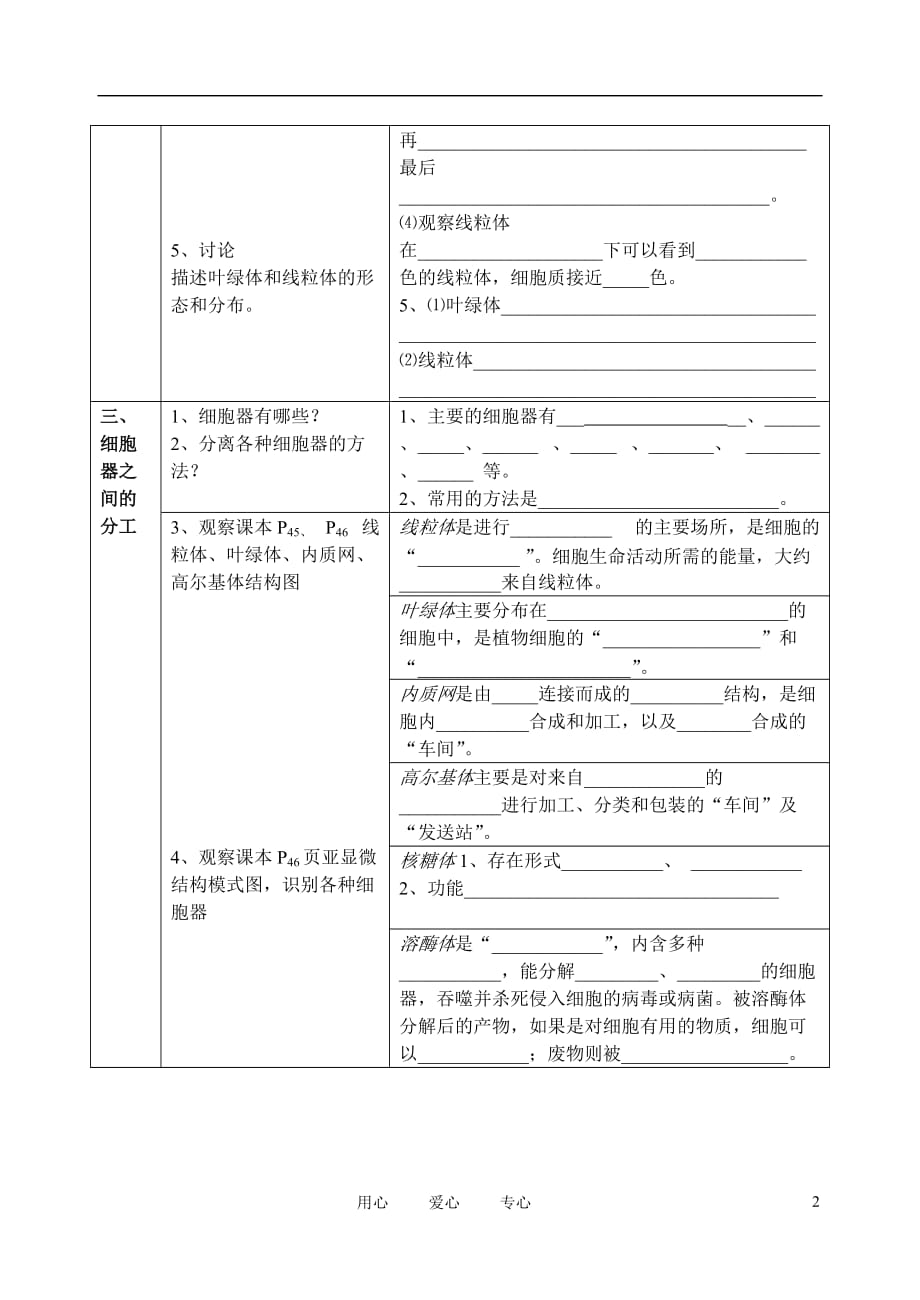 高中生物《细胞器--系统内的分工合作》学案5 新人教版必修1.doc_第2页