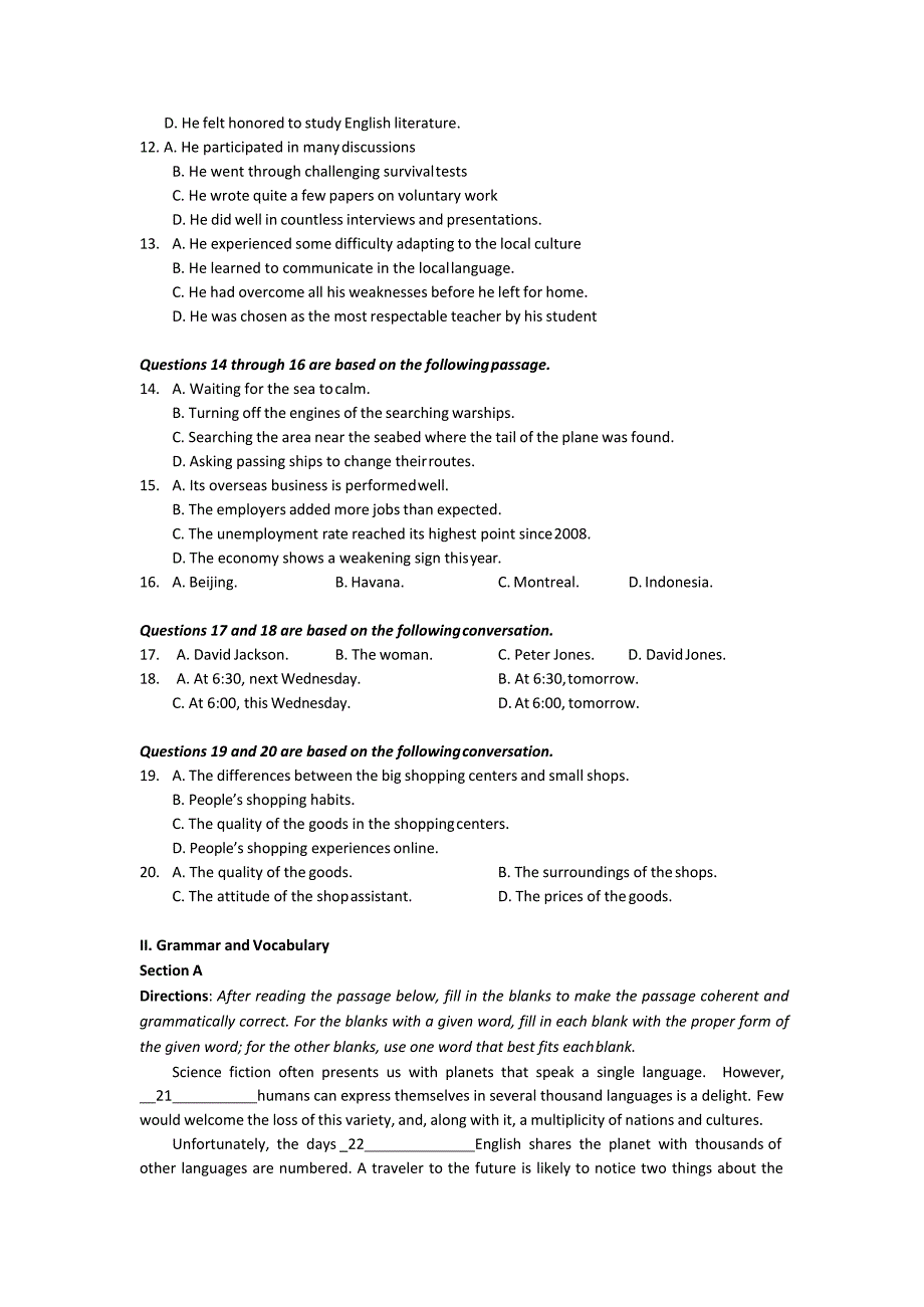 2020上海市进才中学高三4月月考英语试题.doc_第2页