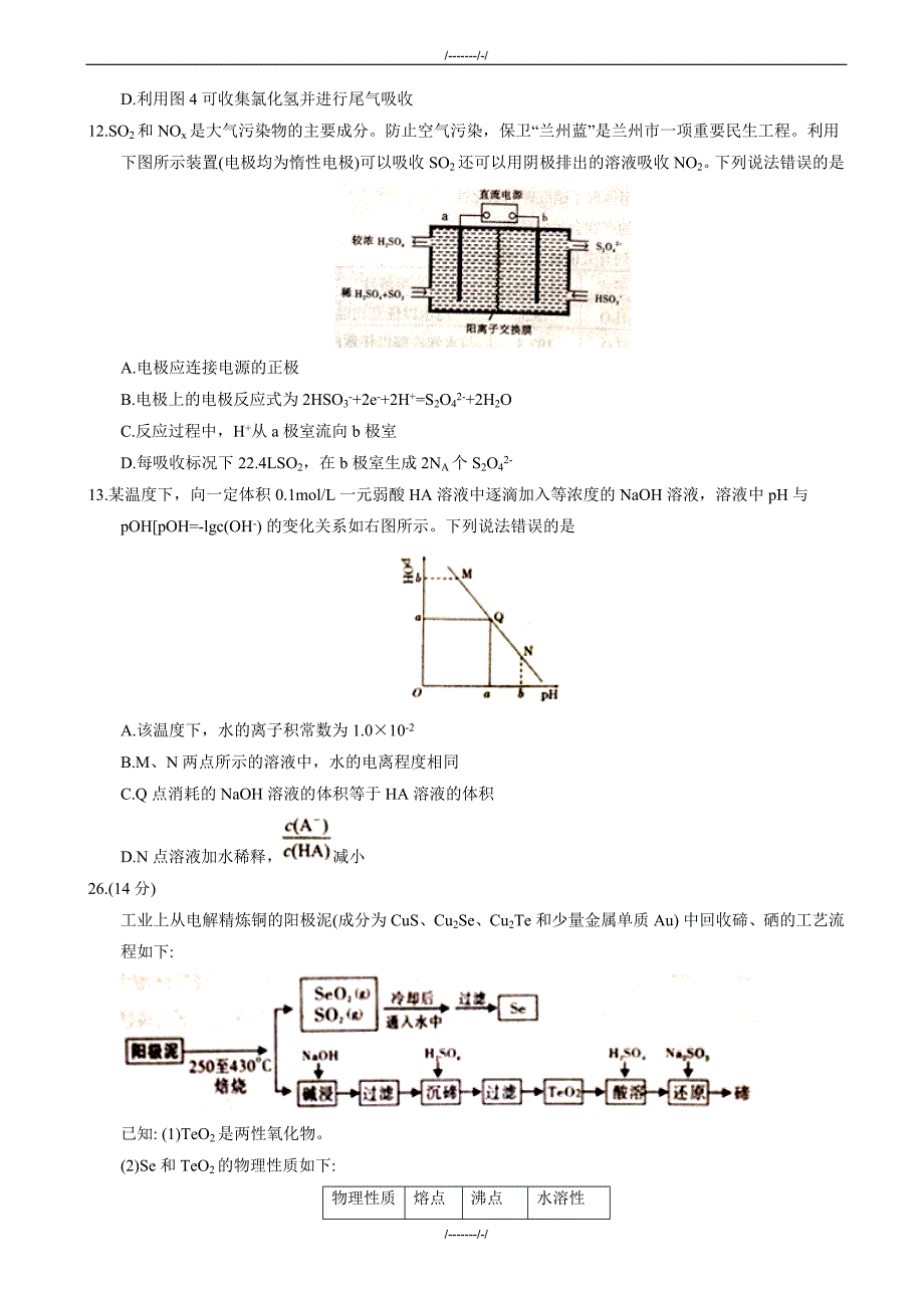 2020届甘肃省兰州市高三下学期4月实战考试(二模)化学试题word版有答案（加精）_第2页