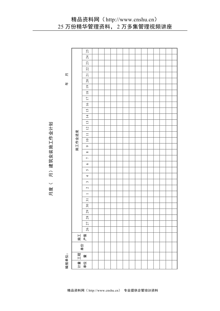 2020年(年度计划）月度建筑安装施工作业计划_第1页