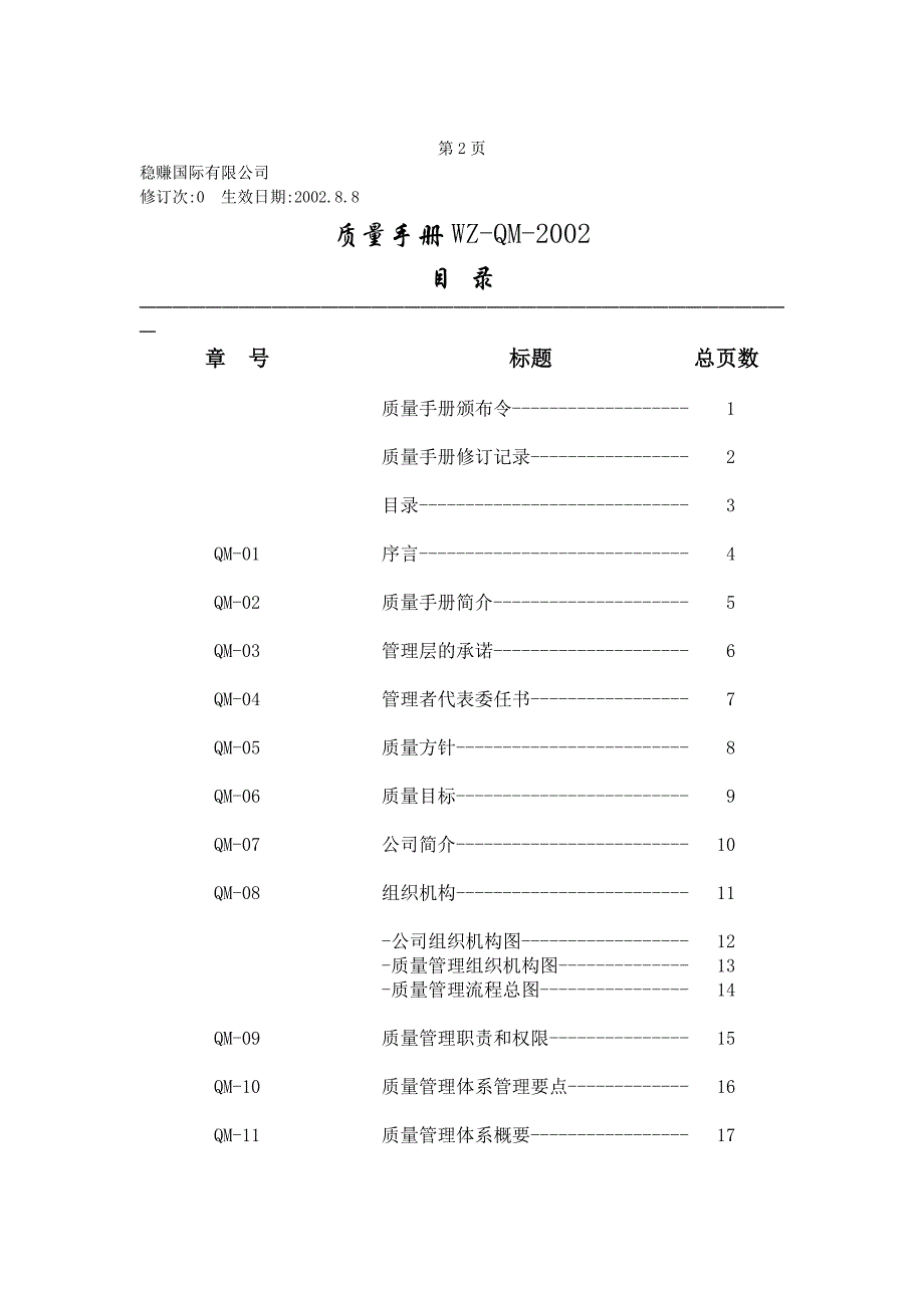 2020年(企业管理手册）稳赚公司质量手册（DOC 17页）_第4页