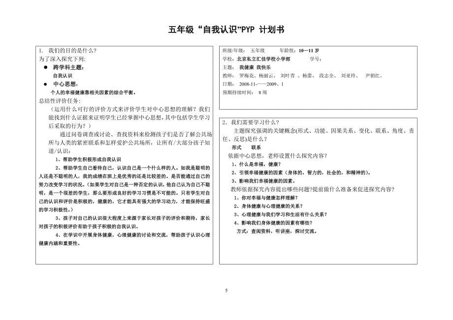 2020年（商业计划书）六个年级探究计划书“自我认识”(二)_第5页