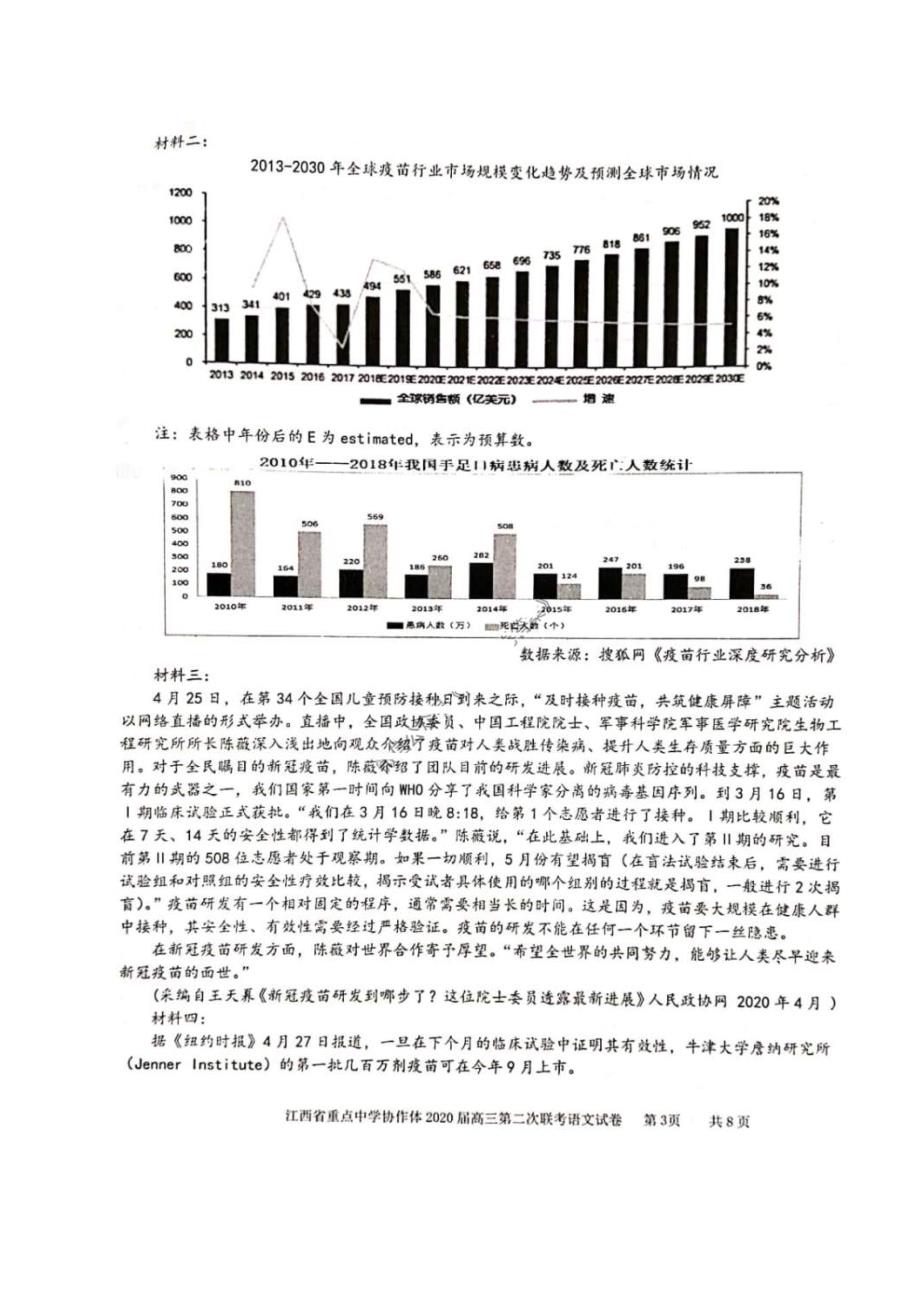 江西省重点中学协作体2020届高三第二次联考 语文卷（含答案）_第3页