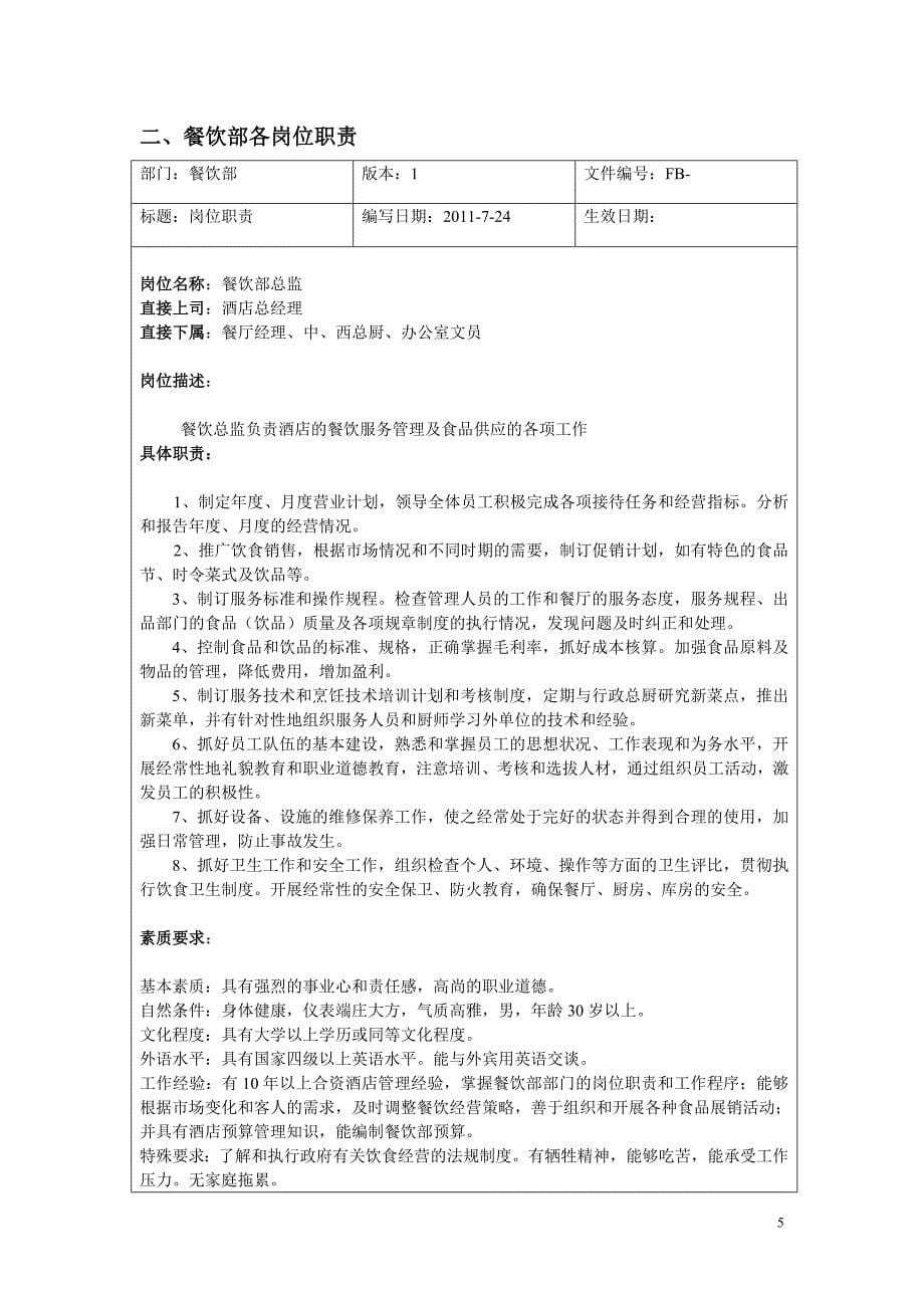 2020年(企业管理手册）龙轩大酒店餐饮部营运管理手册_第5页