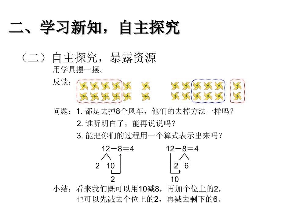 新人教版一年级下册数学课件-220以内的退位减法-十几减8_第5页